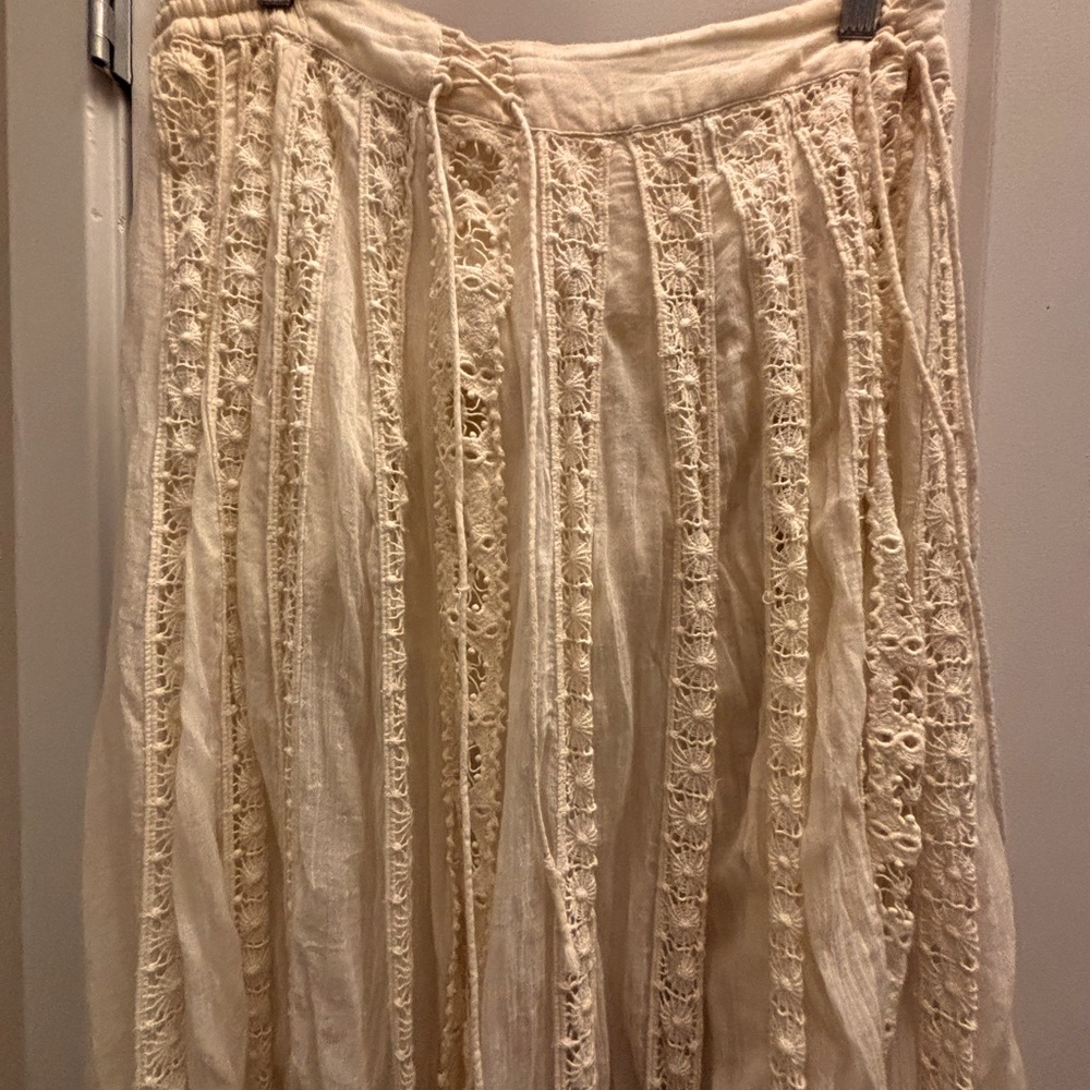 Free People Boho off-white lace maxi skirt